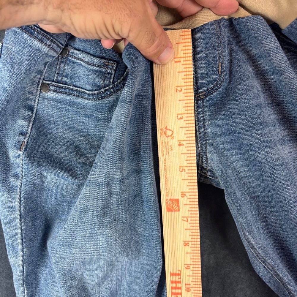 Indigo Blue Wide Panel Maternity Blue Jeans with Distressed Details Sz L - Picture 6 of 11